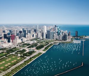 Chicago skyline featuring high-rise buildings managed by Magellan real estate development services